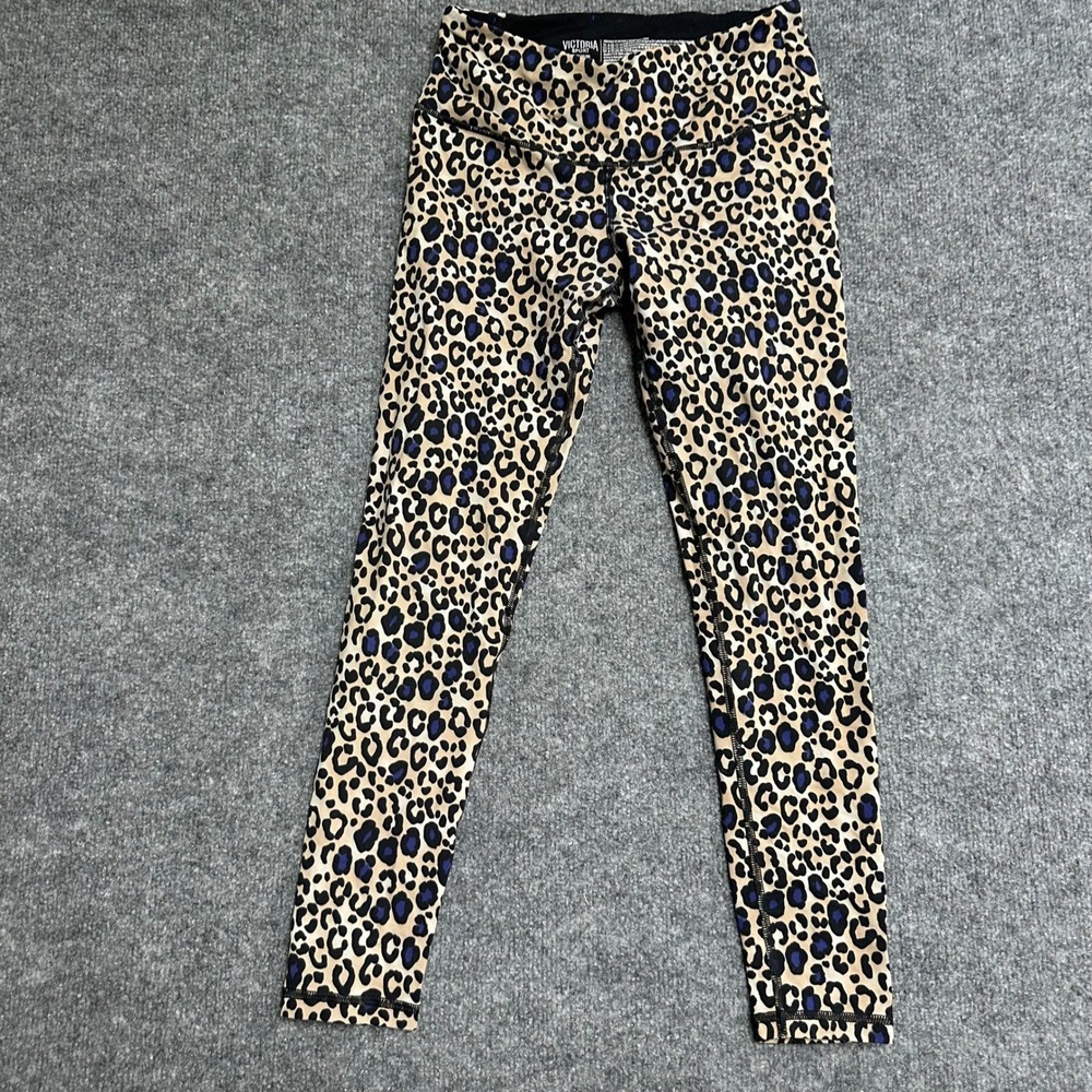 Victoria Sport Leggings Womens Size S Leopard Print Tan Black Blue Athletic